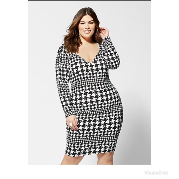 houndstooth bodycon dress